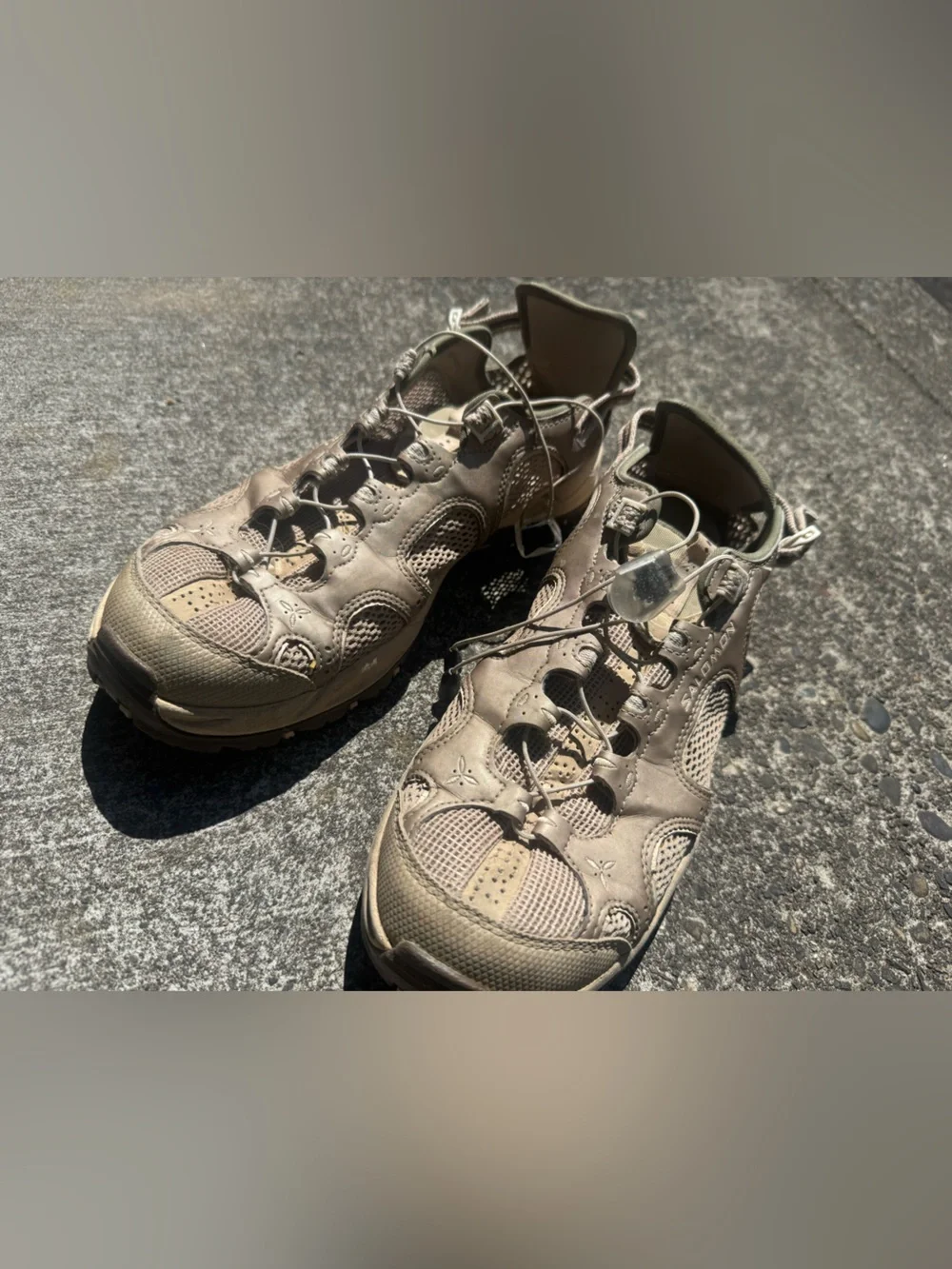 Salomon Men's Beige/Tan Outdoor Sandals with Quick-Lace